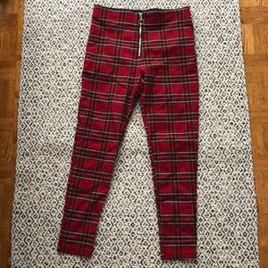 Zara Basic Red Plaid Checker Legging